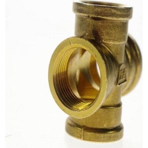 1pcs 4 ways 1/2" BSP Cross Female Connection Pipe Brass Coupler Adapter