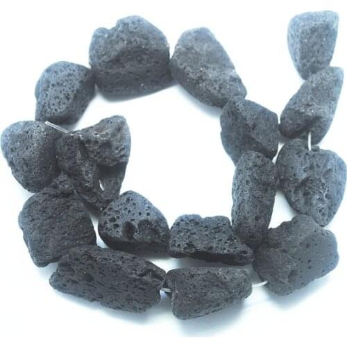 Natural stone beads Black lava volcano powerful strings for jewelry making size 8-12mm 10-15mm 15x20mm