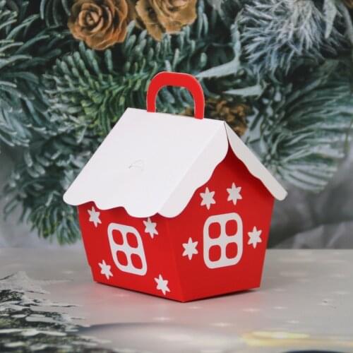 2pcs House Shaped Candy Box Christmas Cardboard Gift Box Party Chocolates Snacks Wrapping Box Party Favors New Year Xmas Decor
