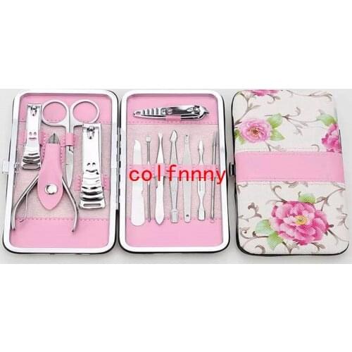 20set/lot Fast Shipping 12pcs/set Manicure Set Pedicure Scissor Nail Clipper Kit Nail Tools Tweezer Knife Ear pick Case Tools