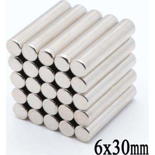 20pcs 6x30 mm N35 Mini Round Super Strong Magnet Rare Earth Permanent Neodymium Magnets 6x30mm Magnet NdFeB 6*30 mm