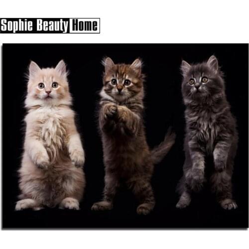 2018 New Arrival Craft 5d Diamond Painting Three Cats Mosaic Kits Rhinestone Whole Picture Needlework Square Embroidery Animal