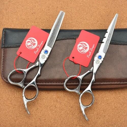 5.5'' Purple Dragon 440C Silvery Hairdressing Scissors Cutting Shears Thinning Scissors Z1010 Professional Human Hair Scissors