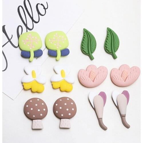 50pcs/lot handmade color flowers/mushroom shape flat back resin bead diy jewelry earring/headwear pendant accessory