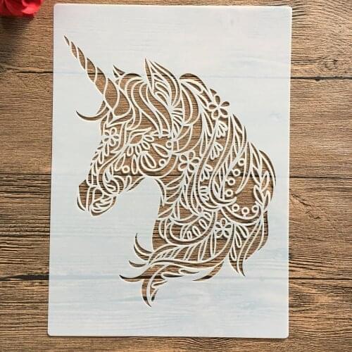 A4 29 * 21cm unicorn DIY Stencils Wall Painting Scrapbook Coloring Embossing Album Decorative Paper Card Template,wall
