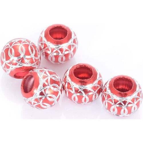 Beads,Loose Beads,12mm Round Aluminium Beads,Red Beads With Carving, Sold of 200pcs