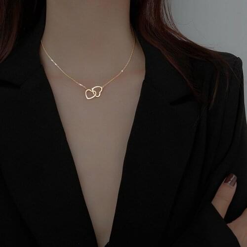XIYANIKE 316L Stainless Steel 2 Colors Heart Necklaces Chain Choker 2021 New For Women Fashion Party Jewelry Festival Gift Colar