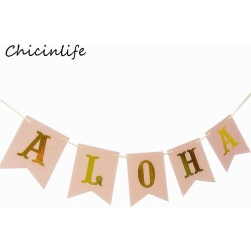 Chicinlife ALOHA Bunting Banner Bachelorette Bridal Shower Party Decor Aloha Tropical Summer Party Supplies