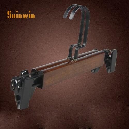 Sainwin 10pcs/lot adult and children wood hanger pant clips vintage wooden clothes rack (30pcs or more free LOGO)