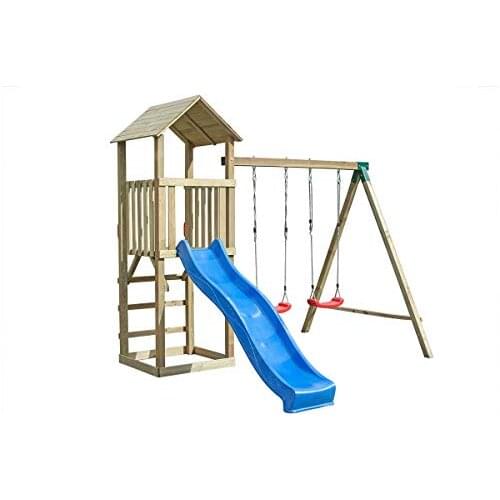 Child game tower slide swing wood pine impregnated