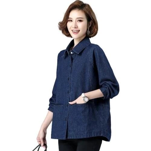 Womens Denim Jacke Spring Autumn All-match Korean Version New Female Middle-aged Cowboy Jackets Women Cowboy Pocket Coat R1257
