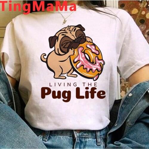 Cat Pug Dog French Bulldog t-shirt women streetwear vintage 2021 harajuku white t shirt summer top t shirt ulzzang tumblr