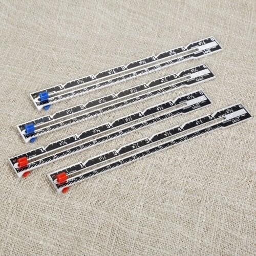 2pcs/kit Sewing Gauge 15cm Seam Measure Tool Metal+Plastic Red/Blue Sliding Pointer Quilt Tailor Ruler Marking Spacing Patchwork