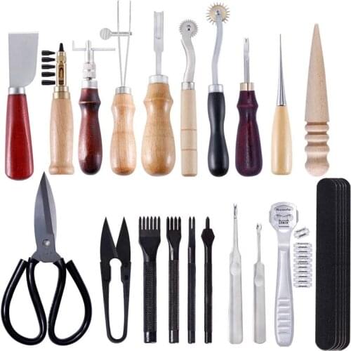 KAOBUY Leather Craft Tools Kit Hand Sewing Carving Stitching Punch Work Saddle Set Professional Leather Craft Accessories