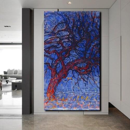 Evening The Red Tree Pietor Cornelies Mondrianes Art Canvas Poster Painting Wall Picture Print Home Bedroom Decoration Framework