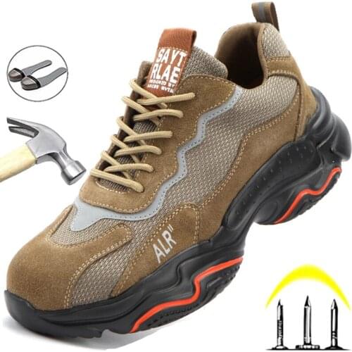 2021New Lightweight Men Safety Shoes Steel Toe Cap Work Shoes Puncture-Proof Security Work Sneakers Anti-smash Protective Shoes