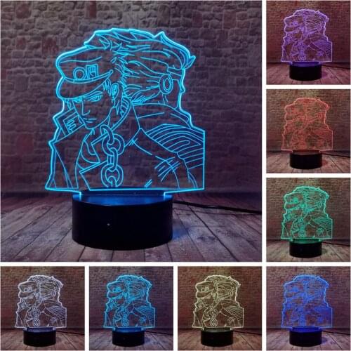 Cool 3D Illusion LED Table Nightlight Colorful Change Lamp Flash JoJos Bizarre Adventure Anime Figure Model Toys for boys