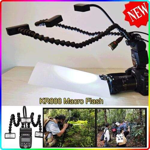 Macro Flash for Canon Nikon Panasonic Olympus Pentax Sony DSLR Camera KR888 with 3PCS Flash Heads LED Macro Flash Speedlite