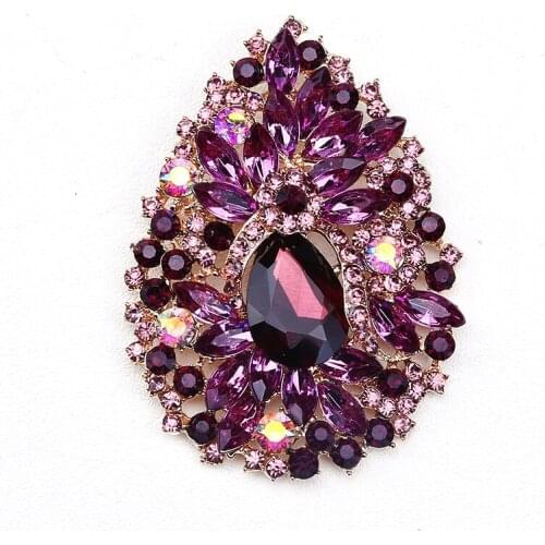 Cute Female Crystal Water Drop Brooch Boho Gold Color Jewelry Brooches For Women Charm Rainbow Zircon Pin Dress Coat Accessories