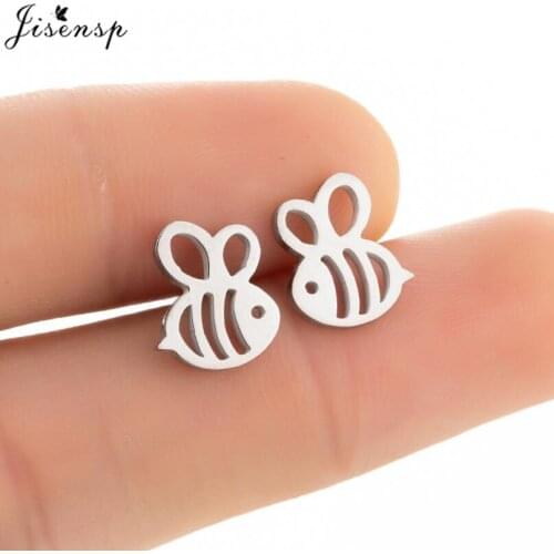 Cute Tiny Honey Bee Earring Children Jewelry Stainless Steel Animal Stud Earrings for Women Girls Unique Accessories 2021 Gift