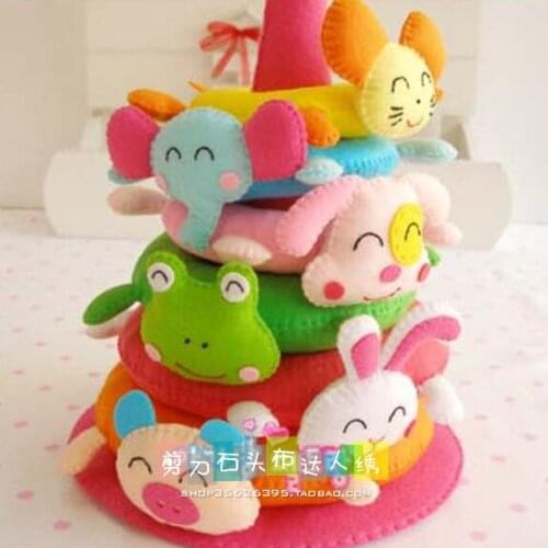 DIY animal rings childrens puzzle game Fabric Felt kit Non-woven cloth Craft DIY Sewing set Handwork Material DIY needlework su