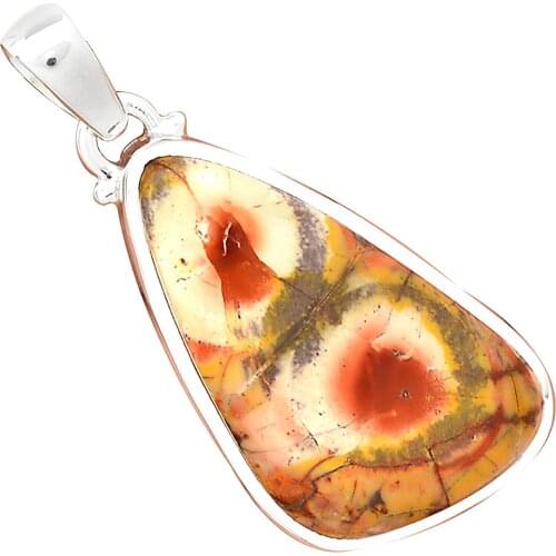 Nature Mexican Bird Eye Pendant 925 Sterling Silver Jewelry, 46 mm, MHBAP5105