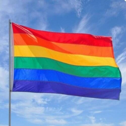 New Arrive 50pcs 90x150cm Gay Friendly Rainbow Flag Banners Colorful Rainbow Flag Cheerleader souvenir
