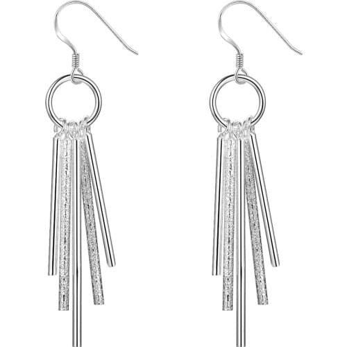 Wholesale charm women silver color personality wedding lady cute cylindrical earrings hot sell classic Women jewelry E026