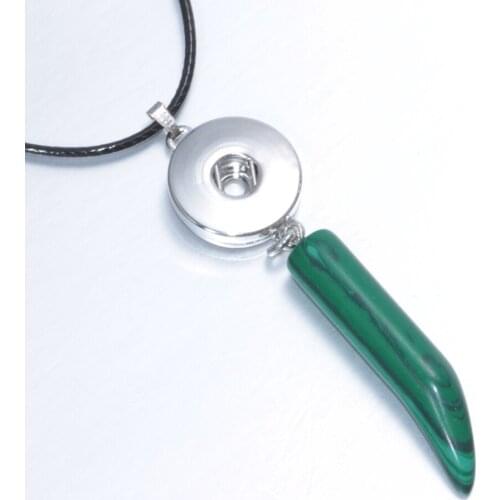 Fashion Charms Stripy Natural Stone Crescent Shape Pendant Necklace Snap Jewelry fit 18mm Snap Button DZ0119k