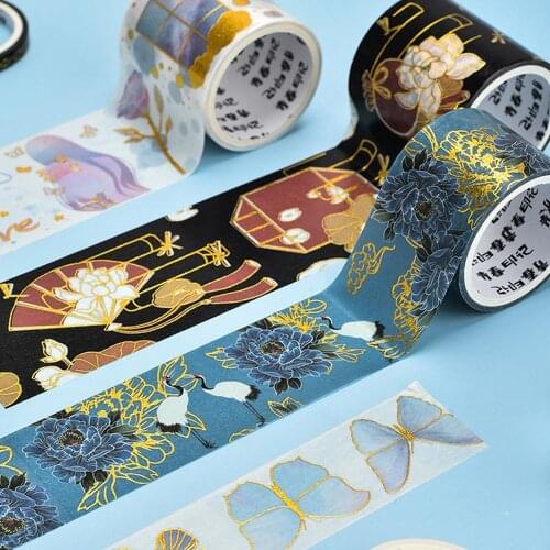 6 Rolls Retro Bronzing Series Gilded Gold Washi Masking Tape Students DIY Scrapbooking Diary Journal Decorative Masking Tape