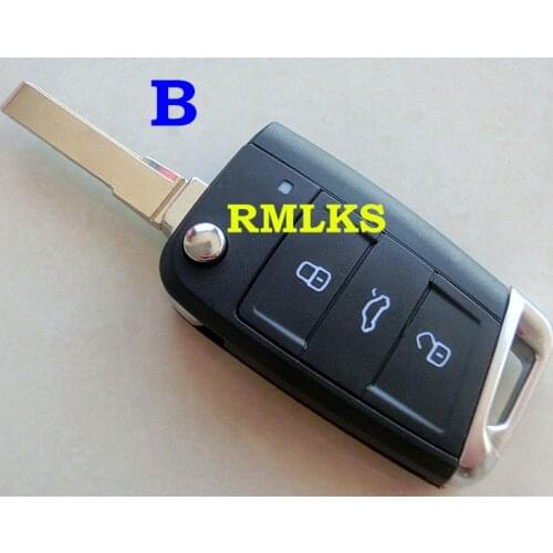 RMLKS Flip Folding Key Shell For VW Golf 7 GTI MK7 For Skoda Octavia A7 For Seat Remote Keyless Case Auto Replacement