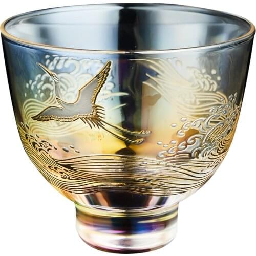 Rongshantang gold and silver crystal glass tea cup Master Cup single cup tea cup build a transparent water cup kungfu tea set