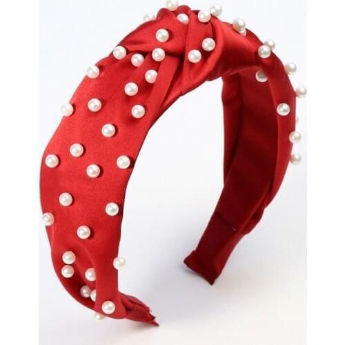 Fraise Accessory Satin With Pearls Knotted Crown