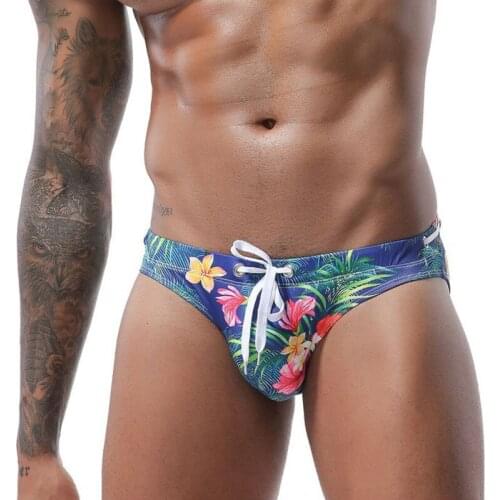 Sexy Flower Swim Briefs Mens Bikini Swimwear Gay Men Swimsuit Low Waist Swimming Shorts Bathing Suit Beach Surfing Sport Wear