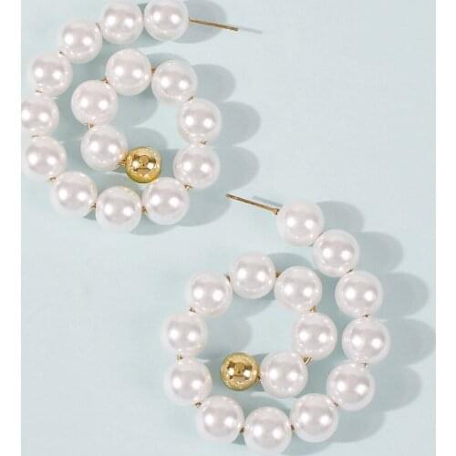 Hiphop/Rock Pearl Stud Earrings Temperament Aristocratic Wind Restoring Ancient Ways Is Contracted Creative Geometric Earrings