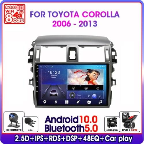 Android10.0 2Din For Toyota Corolla E140/150 2006-2013 4G net WiFi GPS Navigation RDS DSP Car Radio Multimedia Player AutoStereo