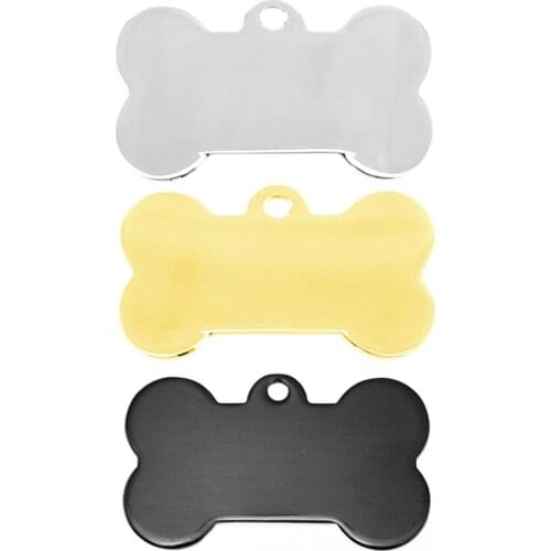 Stainless Steel Pet Nameplate Blank Metal Plate For Engraving Dog Bone Charm Pendant Mirror Polish Wholesale 50PCS
