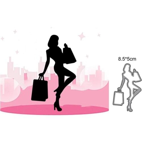 Shopping Lady Metal Cutting Dies For Stamps Scrapbooking Stencils DIY Paper Album Cards Decor Embossing