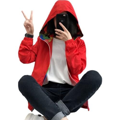 Spring Womens Hooded Windbreakers 2021 Autumn Casual Jacket Coat Female Large Size Loose Windbreaker Womens Wild Couple Jackets