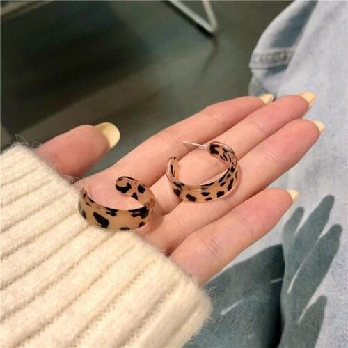 Vintage Acrylic Resin geometry Earrings Women Leopard print ROUND Drop Earrings Fashion Charm Girls birthday present jewelr 4.6