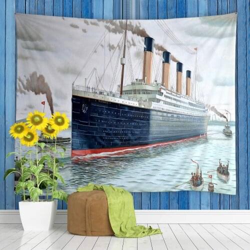 Vintage Classic Titanic Ship Ocean Scenery Watercolor Art Wall Hanging Tapestries Décor