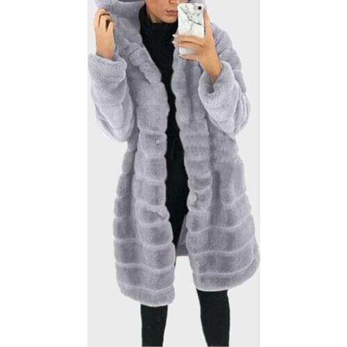 Women Autumn Winter Luxury Faux Fur Jacket Warm Thick Faux Mink Fur Coat With Hooded Female Fluffy Outerwear Windproof Overcoat