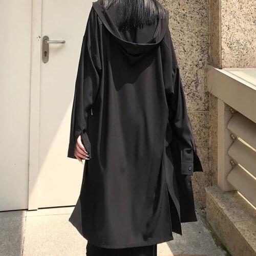 Girls Early Autumn Shirt women thin loose mid-long black hooded Cardigan sun-proof clothes