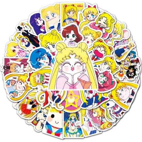 10/30/50PCS/ Moon Sailor Moon Doodle Laptop Guitar Motorcycle Luggage Skateboard Bike Waterproof Sticker Wholesale