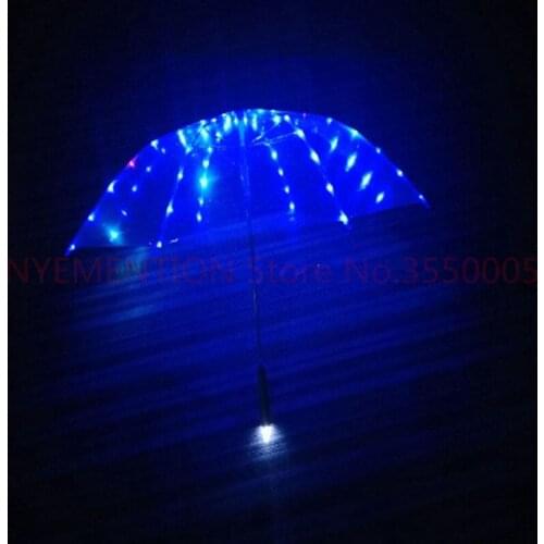 Rainbow color Umbrella LED Luminous Transparent Umbrella With Flashlight Flash light Torch 10pcs