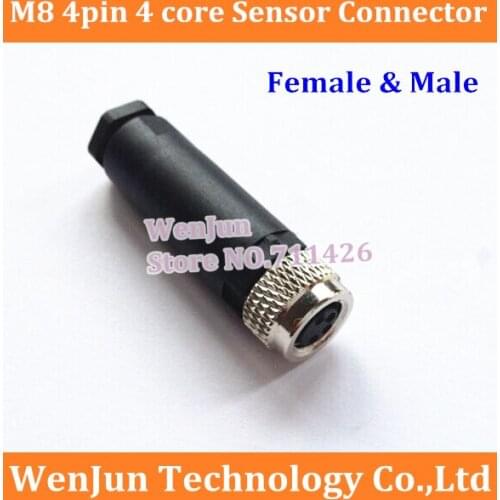 100PCS DHL /EMS Free Shipping M8 4 Pin 4 core Female & Male Sensor Connector Adapters Adaptor M8 Aviation Plug Socket