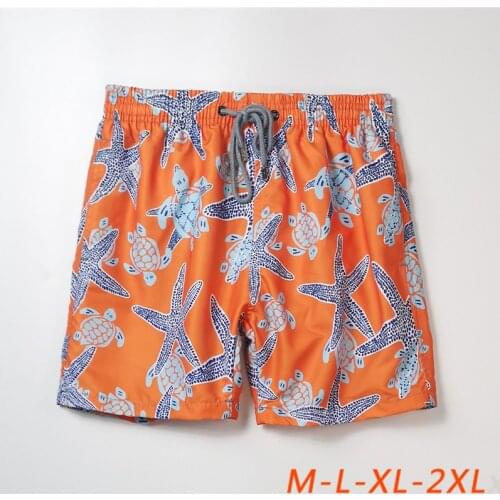2021 High Quality Men Starfish Tortues Swimwear Orange Quick Dry Luxury Board Shorts Boxer Bermudas Beach Surfing Trunks V267