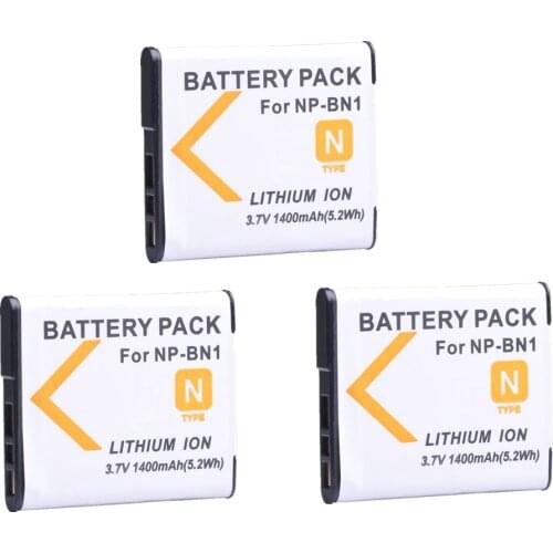 3 x1400mAh NP-BN1 NP BN1 NPBN1 Batteries for Sony DSC-W390 DSC-W380 DSC-W370 DSC-W350