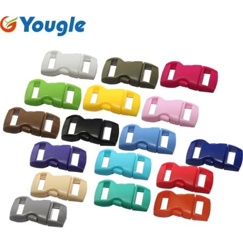 50 pcs 3/8" Mix Color Shackle Contoured Curved Side Release Plastic Buckle for Paracord Bracelet