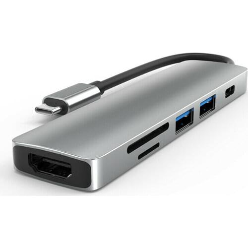 6 in1 USB-C Hub Dual Adapter Multiport Card Reader 4K HDMI Type-C For MacBook UK